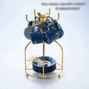 Elegant marble ceramic tea set – dining room gold pattern cups