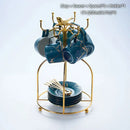Elegant marble ceramic tea set – dining room gold pattern cups