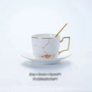 Elegant marble ceramic tea set – dining room gold pattern cups
