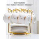 Elegant marble ceramic tea set – dining room gold pattern cups