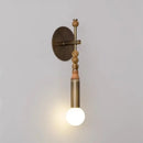 Elegant marble copper wall lamp with brass beads for living room