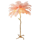 Elegant pink ostrich feather floor lamp bedroom gold branch light