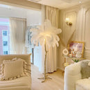 Elegant pink ostrich feather floor lamp bedroom gold branch light