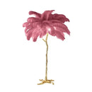 Elegant pink ostrich feather floor lamp bedroom gold branch light