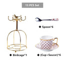 Elegant red & gold porcelain coffee set dining room tea service