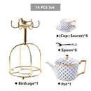 Elegant red & gold porcelain coffee set dining room tea service