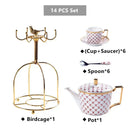 Elegant red & gold porcelain coffee set dining room tea service