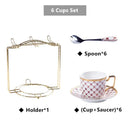 Elegant red & gold porcelain coffee set dining room tea service