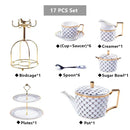 Elegant red & gold porcelain coffee set dining room tea service