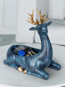 Elegant resin deer key holder blue & gold living room decor