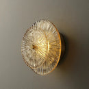 Elegant ribbed glass and gold wall sconces for living room