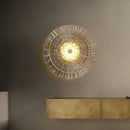 Elegant ribbed glass and gold wall sconces for living room