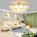 Elegant shell pearl chain chandelier dining room gold metal light