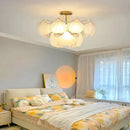 Elegant shell pearl chain chandelier dining room gold metal light