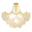 Elegant shell pearl chain chandelier dining room gold metal light