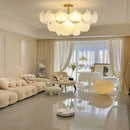 Elegant shell pearl chain chandelier dining room gold metal light