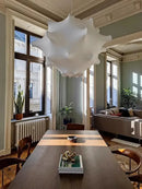 Elegant silk pendant lamp white ruffled petal light for living room