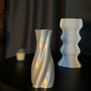 Elegant silver twisted flowing vase living room decor