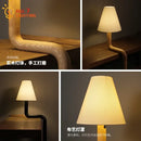 Elegant solid wood table lamp bedroom warm fabric light