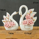 Elegant swan sculpture figurines white & pink living room decor