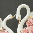 Elegant swan sculpture figurines white & pink living room decor