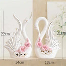 Elegant swan sculpture figurines white & pink living room decor