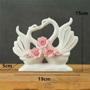 Elegant swan sculpture figurines white & pink living room decor