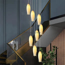 Elegant tulip staircase chandelier gold frosted glass lobby light