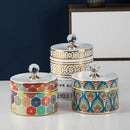 Elegant white and gold crystal ball ceramic jewelry box bedroom storage