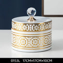 Elegant white and gold crystal ball ceramic jewelry box bedroom storage