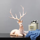 Elegant white and gold elk figurine living room decorbites deer sculpture
