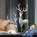 Elegant white and gold elk figurine living room decorbites deer sculpture