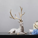 Elegant white and gold elk figurine living room decorbites deer sculpture