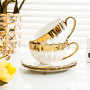 Elegant white and golden ceramic tea cup set dining room drinkware