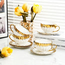 Elegant white and golden ceramic tea cup set dining room drinkware