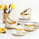 Elegant white and golden ceramic tea cup set dining room drinkware