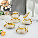 Elegant white and golden ceramic tea cup set dining room drinkware