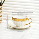 Elegant white and golden ceramic tea cup set dining room drinkware