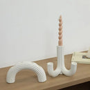 Elegant white ceramic candlestick holder dining room ribbed decor