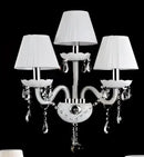 Elegant white crystal wall lamp bedroom double fabric shades