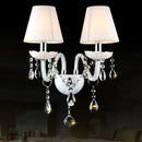 Elegant white crystal wall lamp bedroom double fabric shades