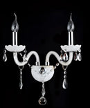 Elegant white crystal wall lamp bedroom double fabric shades