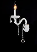 Elegant white crystal wall lamp bedroom double fabric shades
