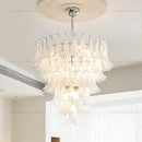 Elegant white glass petal chandelier staircase crystal light