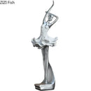 Elegant white & gold ballet dancer resin sculpture bedroom decor
