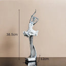 Elegant white & gold ballet dancer resin sculpture bedroom decor