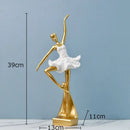 Elegant white & gold ballet dancer resin sculpture bedroom decor
