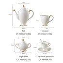 Elegant white & gold bone china coffee set dining room porcelain tea set