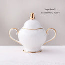 Elegant white & gold bone china coffee set dining room porcelain tea set