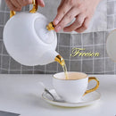 Elegant white & gold bone china tea set – dining room porcelain teapot
